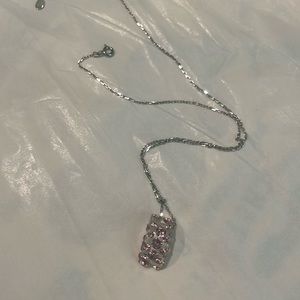 Natalie Mills Pink Lucite Jeweled Necklace